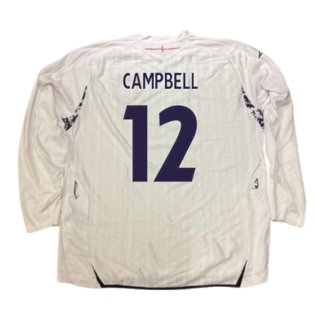 England 2007-09 Long Sleeve Home Shirt (XXL) (Very Good) (CAMPBELL 12)