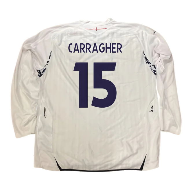England 2007-09 Long Sleeve Home Shirt (XXL) (Very Good) (CARRAGHER 15)