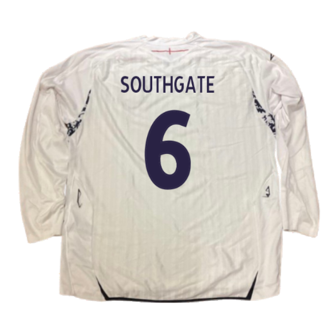 England 2007-09 Long Sleeve Home Shirt (XXL) (Very Good) (SOUTHGATE 6)