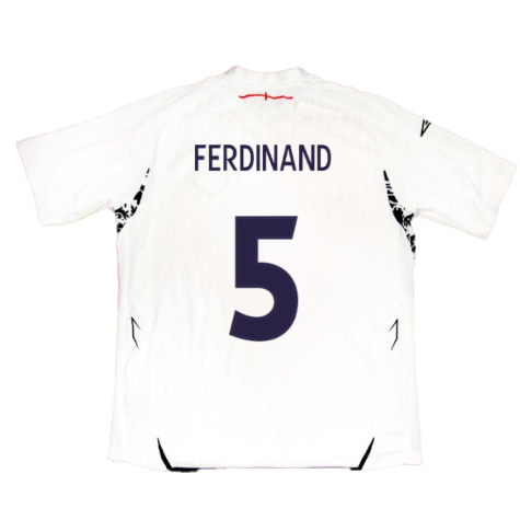 England 2007-2009 Home Shirt (XL) (FERDINAND 5) (Good)