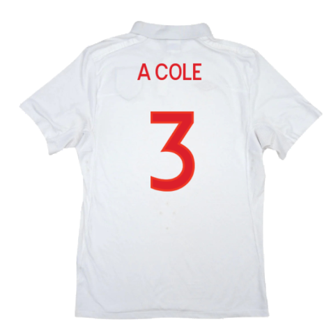 England 2010-2011 Home Shirt (XL) (Excellent) (A COLE 3)
