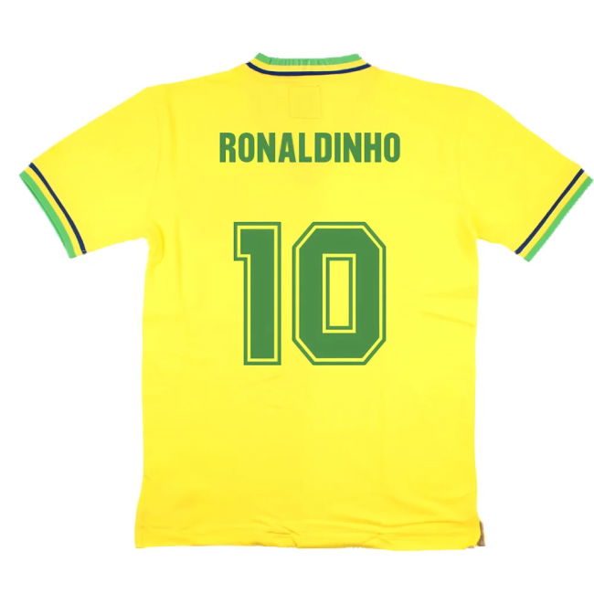 False Nein Brazil Home Football Shirt (RONALDINHO 10)
