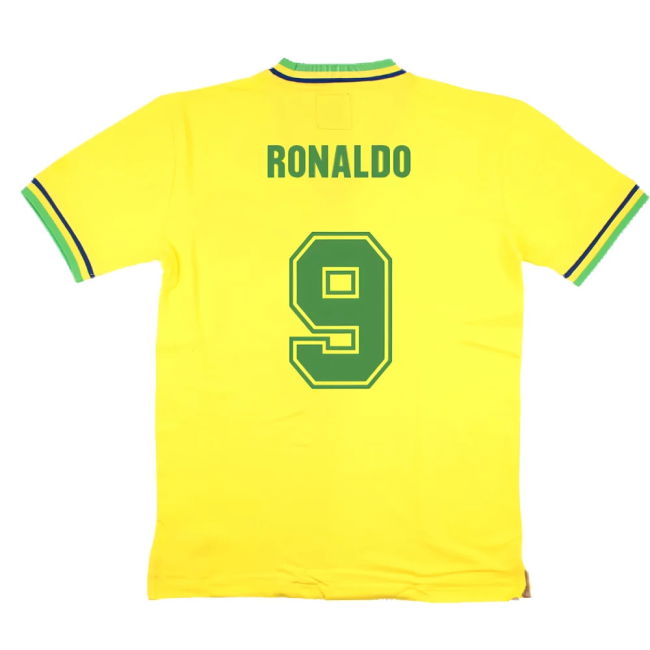 False Nein Brazil Home Football Shirt (RONALDO 9)