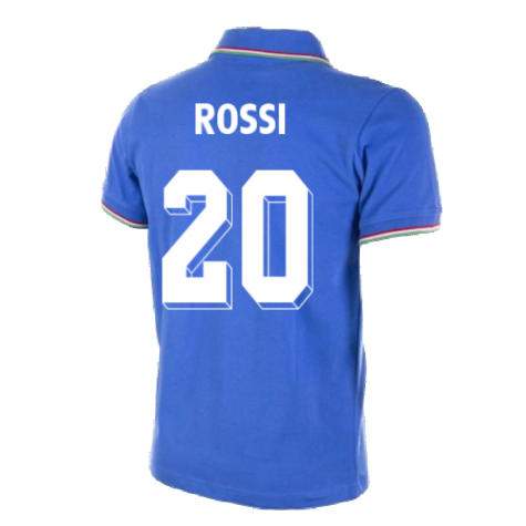 Italy World Cup 1982 Short Sleeve Retro Football Shirt (Rossi 20)