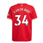Man Utd 2021-2022 Home Shirt (Kids) (VAN DE BEEK 34)