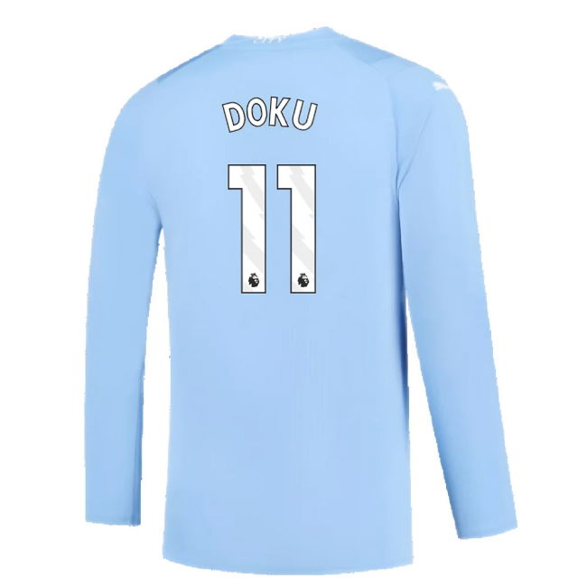 Manchester City 2023-2024 Puma Home Long Sleeved Shirt (S) (Good) (Doku 11)