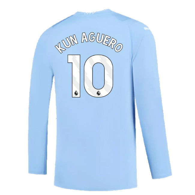 Manchester City 2023-2024 Puma Home Long Sleeved Shirt (S) (Good) (KUN AGUERO 10)