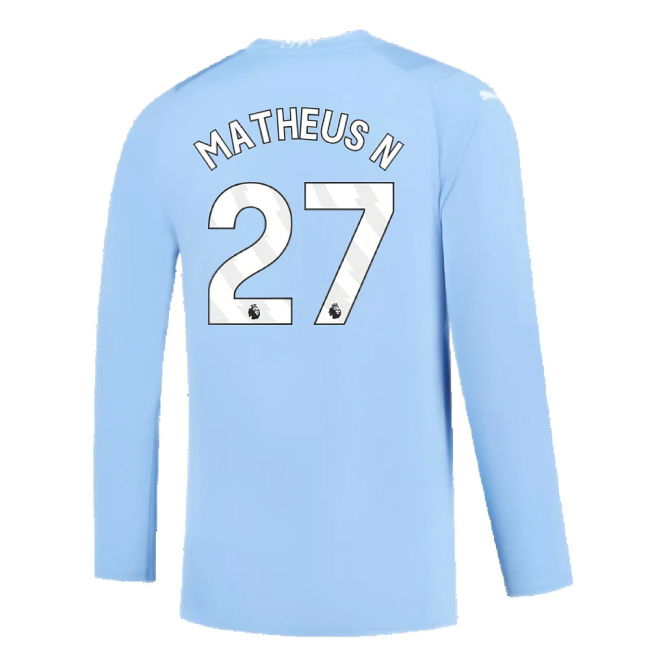 Manchester City 2023-2024 Puma Home Long Sleeved Shirt (S) (Good) (Matheus N 27)
