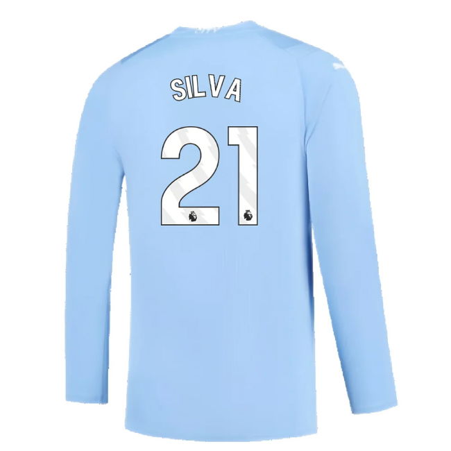Manchester City 2023-2024 Puma Home Long Sleeved Shirt (S) (Good) (SILVA 21)