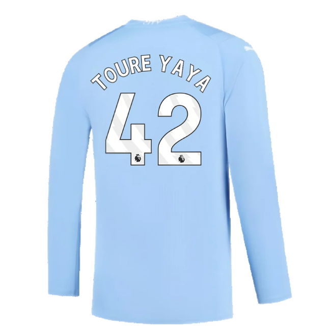 Manchester City 2023-2024 Puma Home Long Sleeved Shirt (S) (Good) (TOURE YAYA 42)