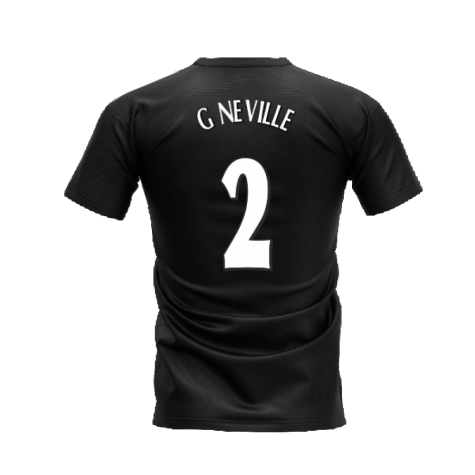 Manchester United 1998-1999 Retro Shirt T-shirt - Text (Black) (G Neville 2)