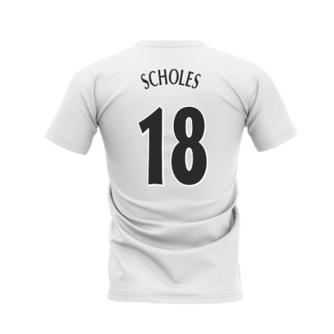 Manchester United 1998-1999 Retro Shirt T-shirt (White) (Scholes 18)