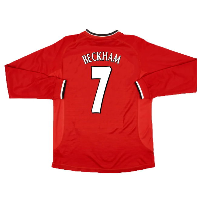 Manchester United 2000-02 Long Sleeved Home Shirt (XXL) (Excellent) (Beckham 7)