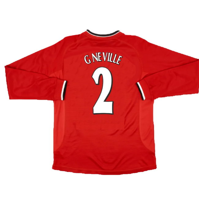 Manchester United 2000-02 Long Sleeved Home Shirt (XXL) (Excellent) (G Neville 2)