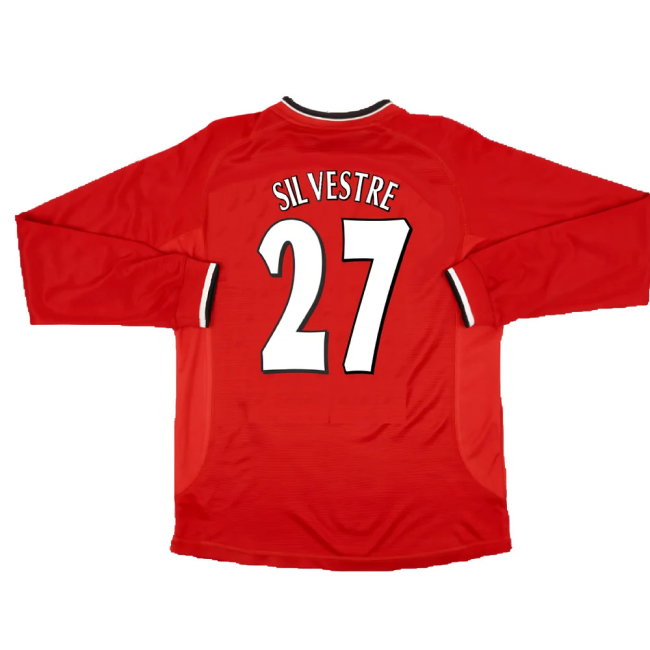 Manchester United 2000-02 Long Sleeved Home Shirt (XXL) (Excellent) (Silvestre 27)