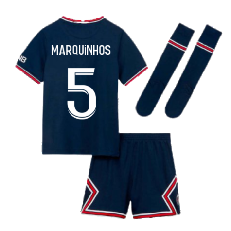 PSG 2021-2022 Little Boys Home Kit (MARQUINHOS 5)