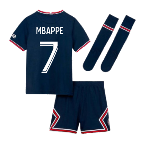 PSG 2021-2022 Little Boys Home Kit (MBAPPE 7)