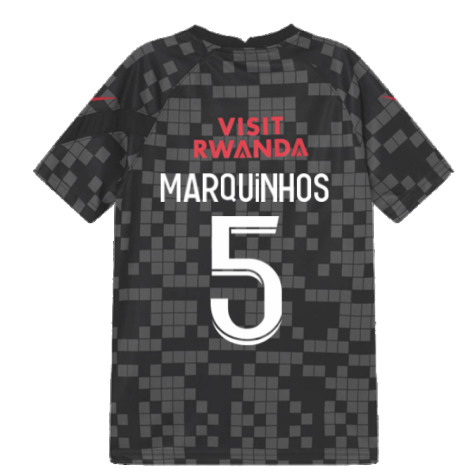 PSG 2021-2022 Pre-Match Training Shirt (Black) (MARQUINHOS 5)