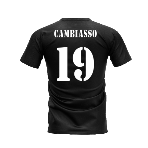 Real Madrid 2002-2003 Retro Shirt T-shirt (Black) (Cambiasso 19)