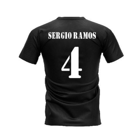 Real Madrid 2002-2003 Retro Shirt T-shirt Text (Black) (SERGIO RAMOS 4)