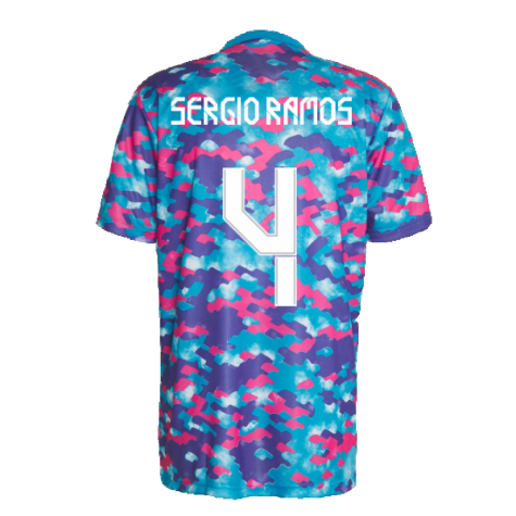 Real Madrid 2021-2022 Pre-Match Training Shirt (Pink) (SERGIO RAMOS 4)