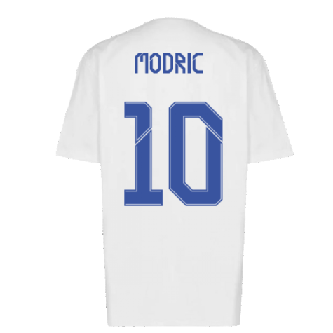 Real Madrid 2021-2022 Training Tee (White-Blue) (MODRIC 10)