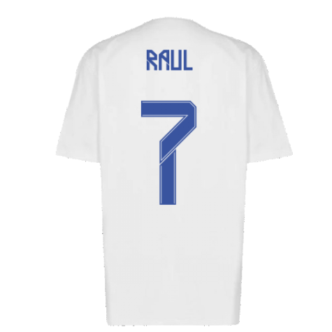 Real Madrid 2021-2022 Training Tee (White-Blue) (RAUL 7)