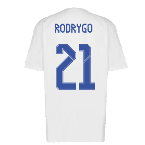 Real Madrid 2021-2022 Training Tee (White-Blue) (RODRYGO 21)