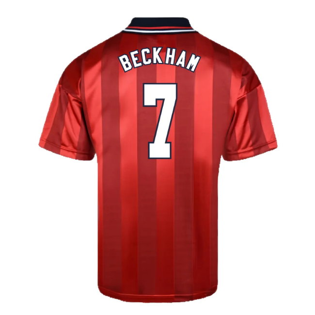 Score Draw England 1998 World Cup Finals Away Retro Football Shirt (BECKHAM 7)