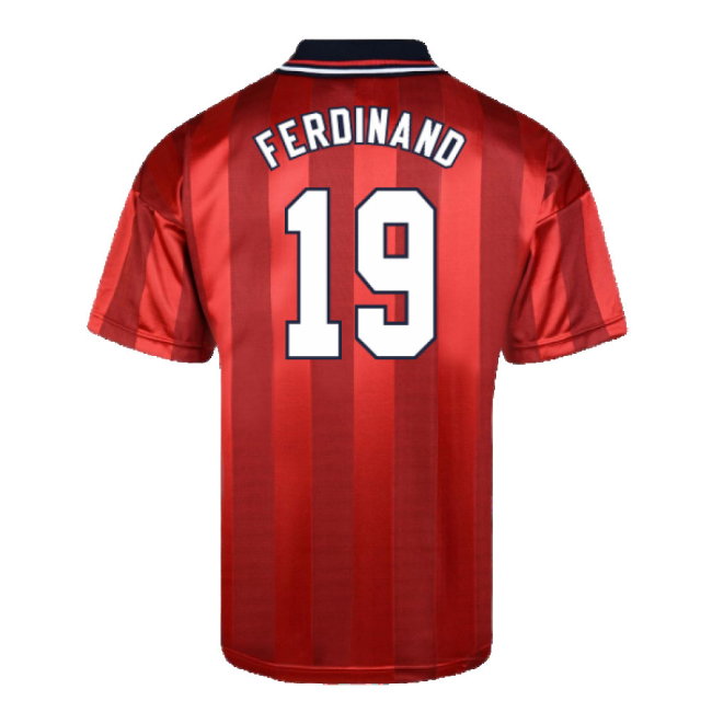 Score Draw England 1998 World Cup Finals Away Retro Football Shirt (FERDINAND 19)