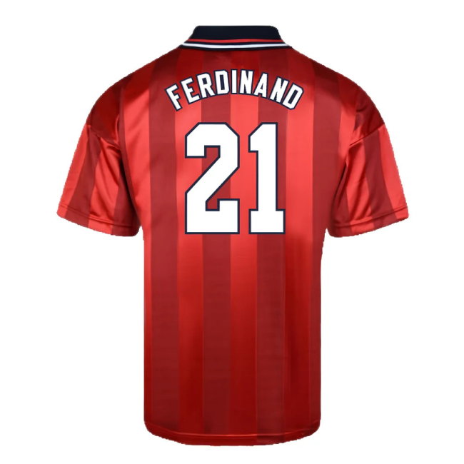 Score Draw England 1998 World Cup Finals Away Retro Football Shirt (FERDINAND 21)