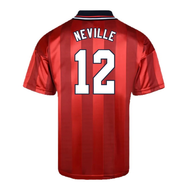 Score Draw England 1998 World Cup Finals Away Retro Football Shirt (NEVILLE 12)