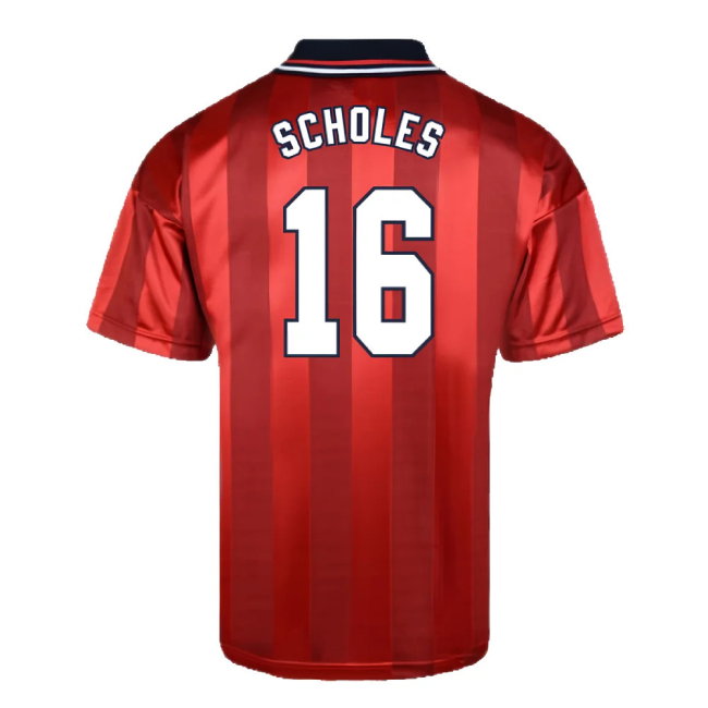 Score Draw England 1998 World Cup Finals Away Retro Football Shirt (SCHOLES 16)