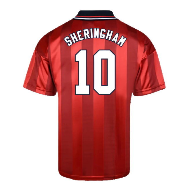 Score Draw England 1998 World Cup Finals Away Retro Football Shirt (SHERINGHAM 10)