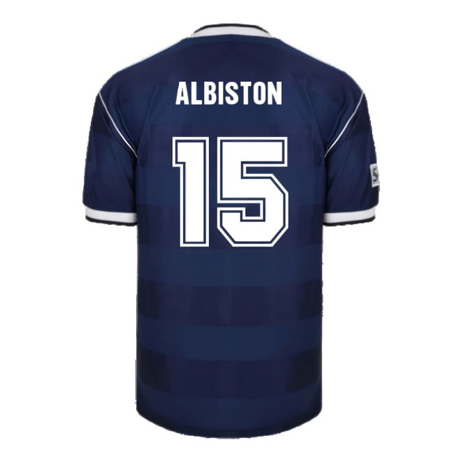 Score Draw Scotland 1986 Retro Football Shirt (Albiston 15)