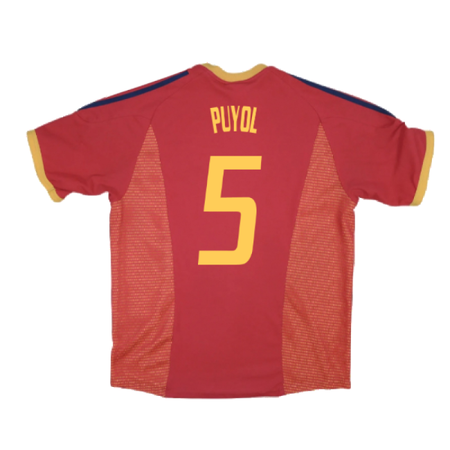 Spain 2002-04 Home Shirt ((Good) XL) (Puyol 5)