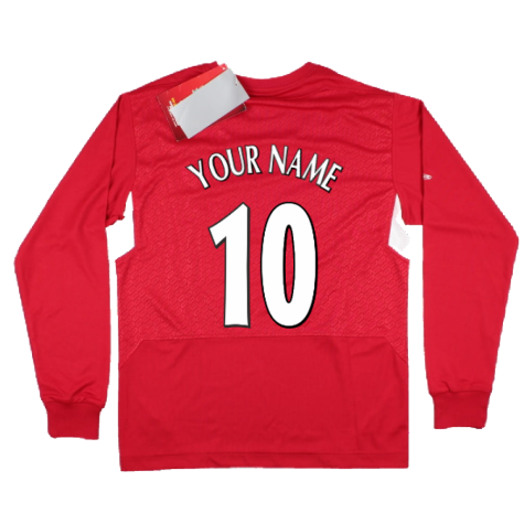 2004-2005 Liverpool Long Sleeve Home Shirt (Kids) (Your Name)