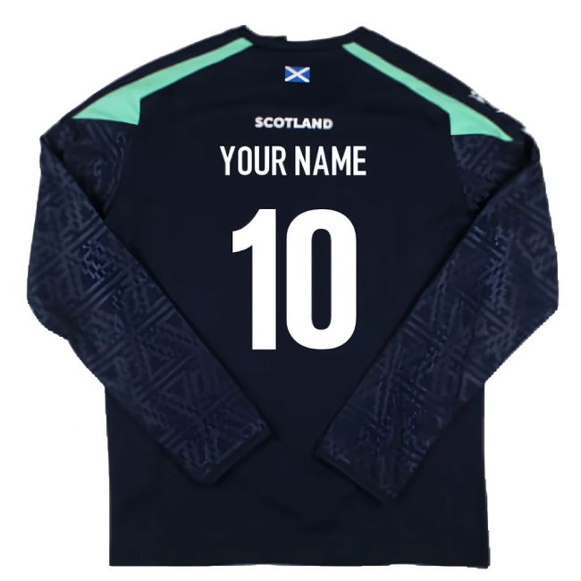 2024-2025 Scotland Rugby LS Training Poly Shirt (Navy) - Kids (Your Name)