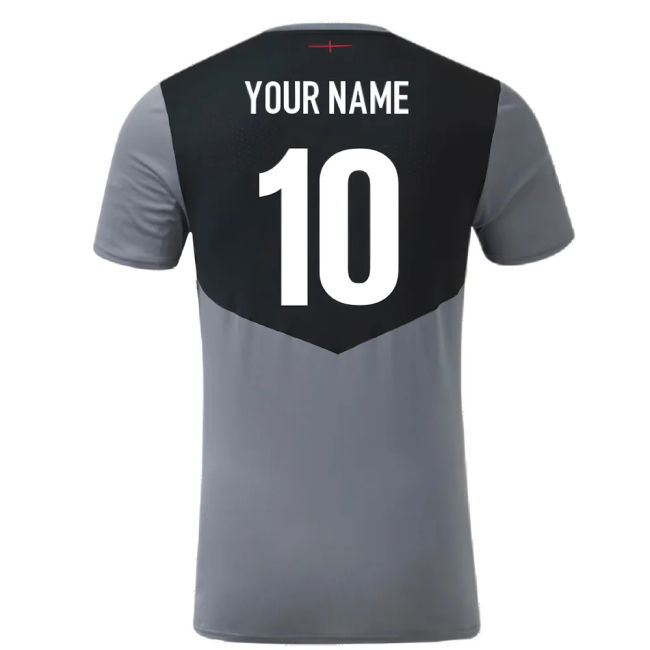 2024-2025 England Rugby Gym Tee O2 (Grey) (Your Name)