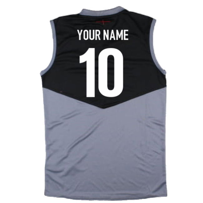 2024-2025 England Rugby Sleeveless Jersey O2 (Grey) - Kids (Your Name)