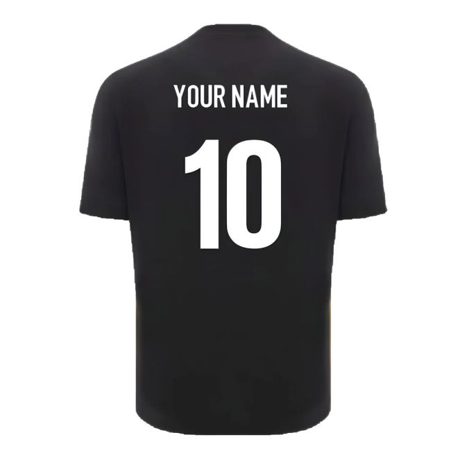2024-2025 Wales Rugby Travel Cotton T-Shirt (Black) (Your Name)
