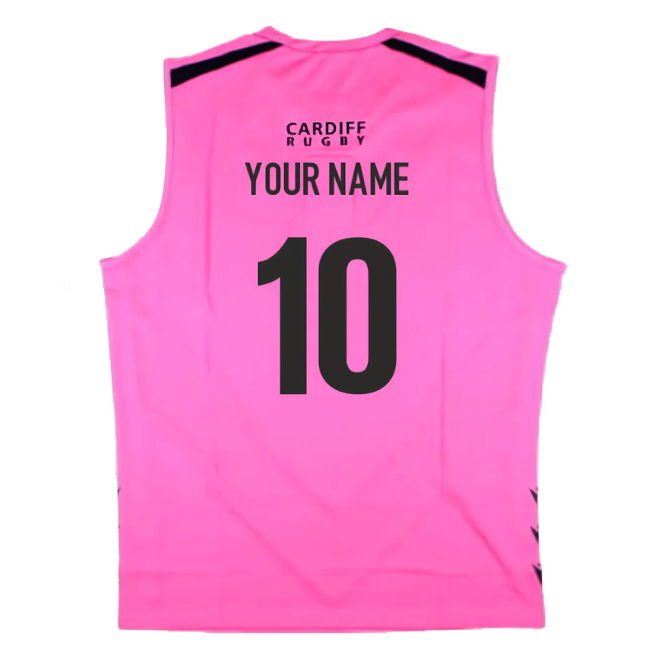 2024-2025 Cardiff Blues Rugby Sleeveless Training Shirt (Pink) (Your Name)