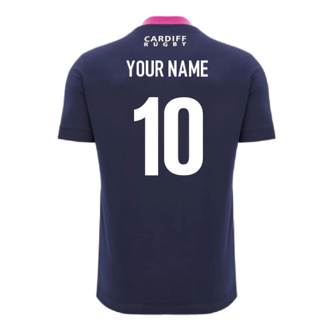 2024-2025 Cardiff Blues Rugby Ath Cotton Tee (Navy) (Your Name)