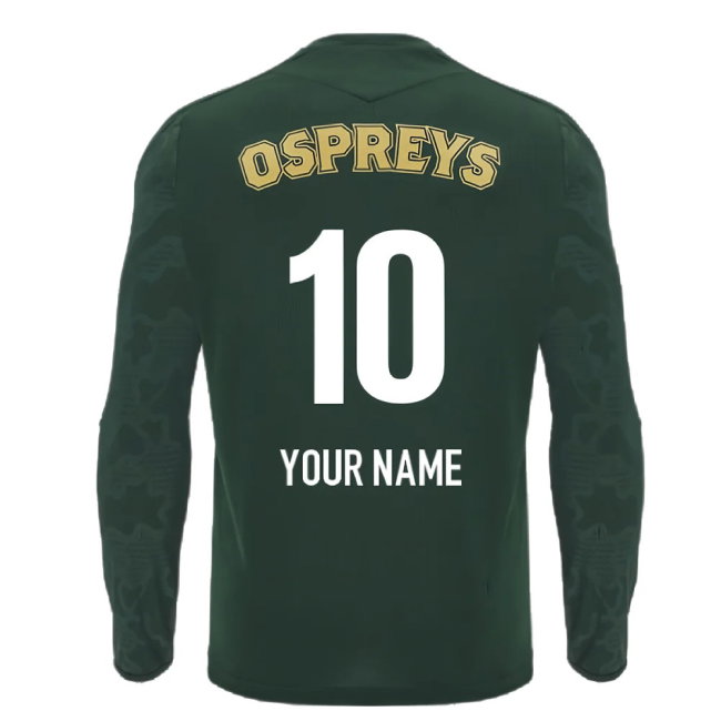 2024-2025 Ospreys Rugby LS Poly Training Shirt (Green) (Your Name)