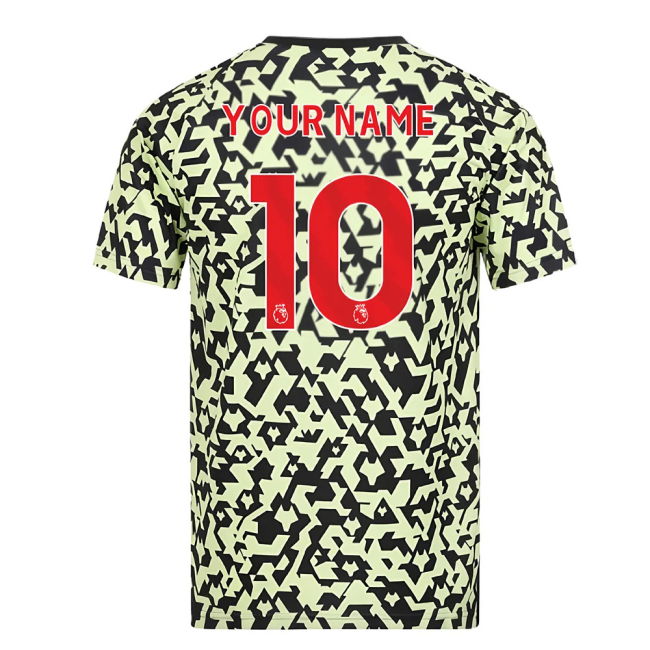 2024-2025 Wolves Pre Match T-Shirt - Black/Lime (Your Name)