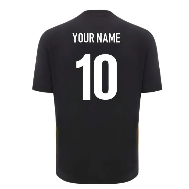 2024-2025 Wales Rugby Travel Cotton T-Shirt (Black) - Kids (Your Name)