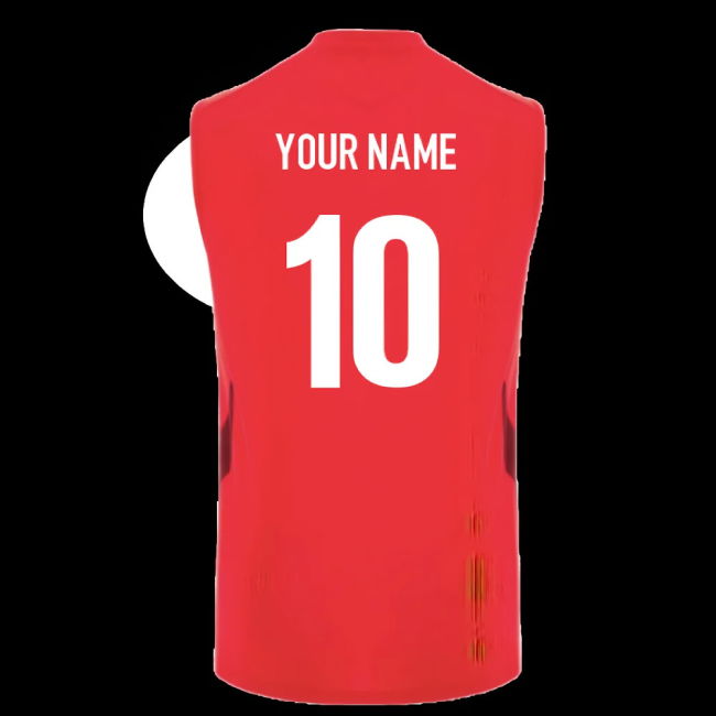 2025-2026 Wales Rugby Training Sleeveless Shirt (Red) (Your Name)