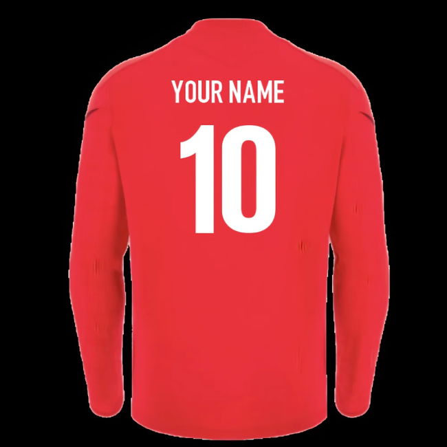 2025-2026 Wales WRU Rugby LS Player Training Shirt (Red) (Your Name)