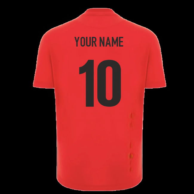 2025-2026 Wales WRU Rugby Travel Cotton Tee (Red) (Your Name)