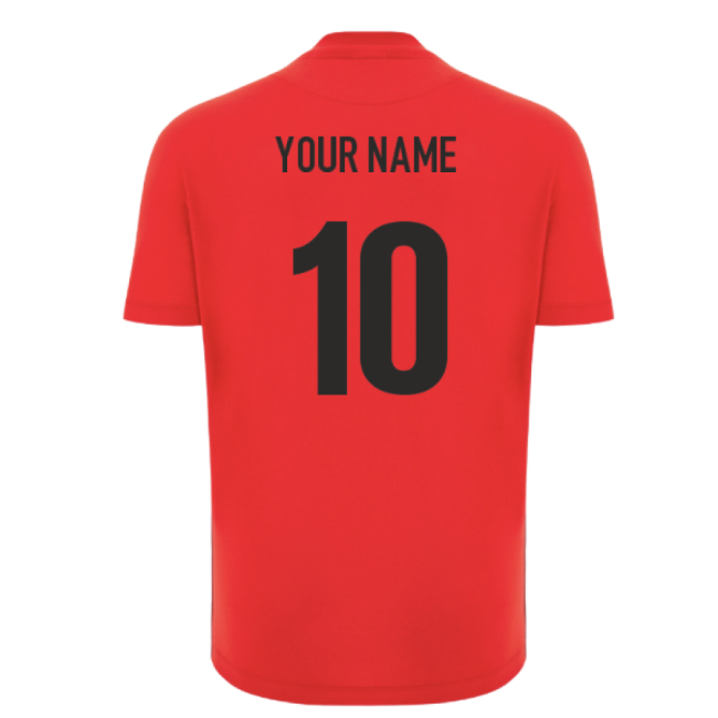 2025-2026 Wales WRU Rugby Travel Cotton Tee (Red) (Your Name)